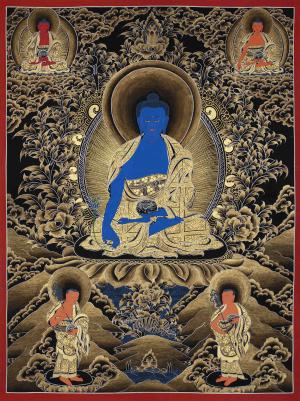 Blue Medicine Buddha Thangka | Bhaisajyaguru Painting | Healing Buddha